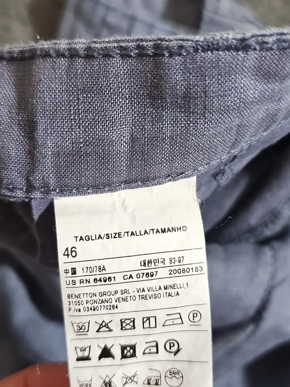 United Colors of Benetton Straight Leg 100% Linen Pants Pockets Belt Loops US 10 - Picture 12 of 13